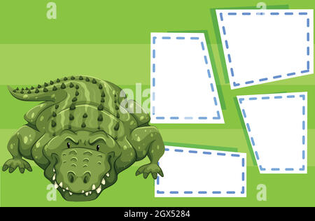 Ein Krokodil auf leerer Vorlage Stock Vektor
