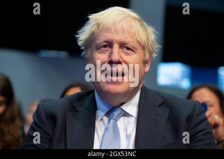 Manchester, Großbritannien. Oktober 2021. Boris Johnson Rishi Sunak hält seine Konferenzrede in Manchester. Kredit: Mark Thomas/Alamy Live Nachrichten Stockfoto