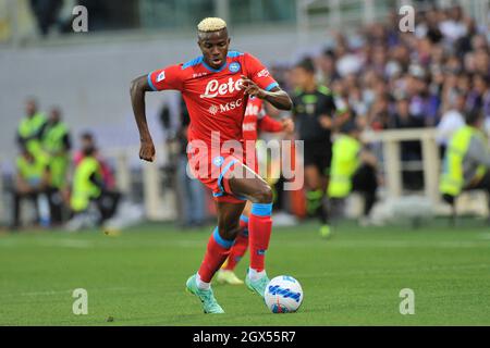 Victor Osimhen Spieler von Neapel, während des Spiels der italienischen Serie A Liga zwischen Fiorentina gegen Napoli Endergebnis 1-2, Spiel gespielt bei der Art Stockfoto