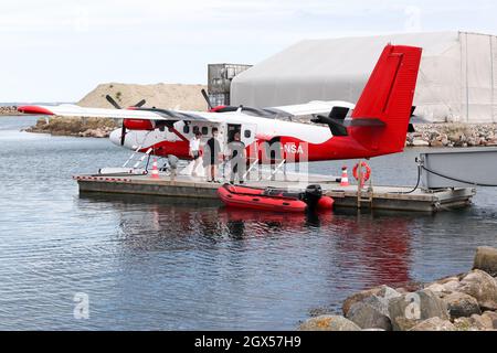 Aarhus, Dänemark - 28. August 2017: Nordic Seaplanes ist eine dänische Fluggesellschaft, die eine Strecke mit einem Wasserflugzeug zwischen Kopenhagen und Aarhus betreibt Stockfoto