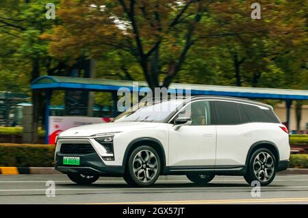 Eine Nio ES 8 elektrische SUV in der chinesischen Stadt Suzhou angetrieben. Stockfoto