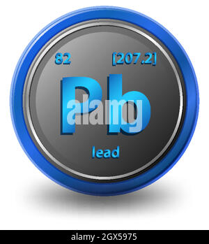 Bleichemisches Element. Chemisches Symbol mit Ordnungszahl und atomarer Masse. Stock Vektor