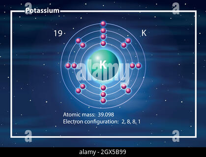 Ein Kaliumatom-Diagramm Stock Vektor