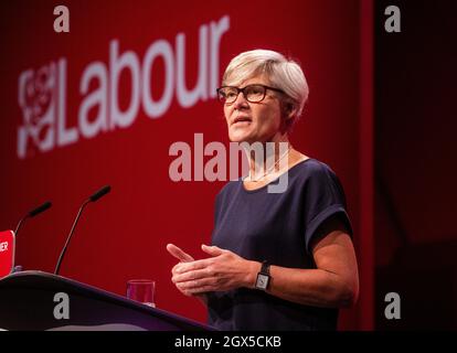 Kate Green, ehemalige Schattenministerin für Bildung, spricht auf der Labour Party Conference in Brighton. Stockfoto