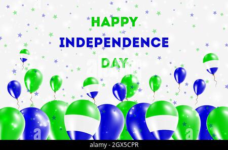 Sierra Leone Unabhängigkeitstag Patriotisches Design. Luftballons in Sierra Leone National Farben. Happy Independence Day Vektor-Grußkarte. Stock Vektor