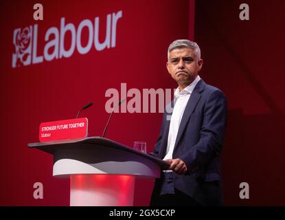 Sadiq Khan, Bürgermeister von London, auf der Labour Party Konferenz in Brighton. Stockfoto