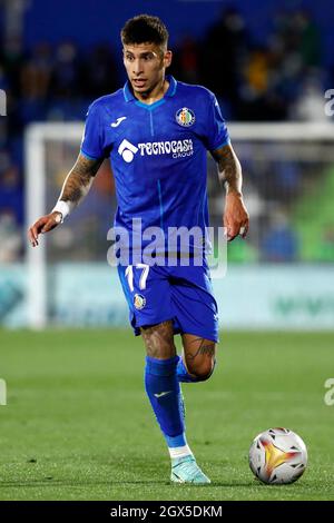 Mathias Olivera von Getafe CF beim Liga-Match zwischen Getafe CF und Real Sociedad CF im Estadio de Vallecas in Barcelona, Spanien. (Kredit: Apo Caballero) Stockfoto