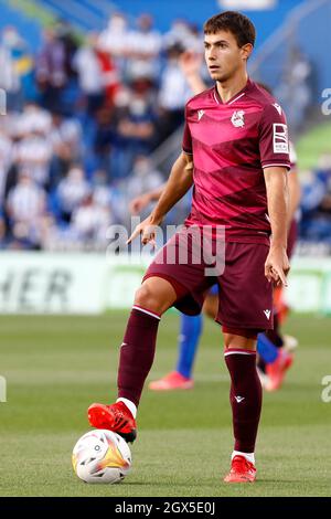 Martin Zubimendi während des Liga-Spiels zwischen Getafe CF und Real Sociedad CF im Estadio de Vallecas in Barcelona, Spanien. (Kredit: Apo Caballero) Stockfoto