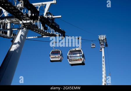 emirates Air-Line Cable Cars, greenwich, london, england Stockfoto