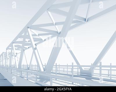 Modernes Truss Bridge-Modell, perspektivische Ansicht, blau getönte 3d-Rendering-Illustration Stockfoto