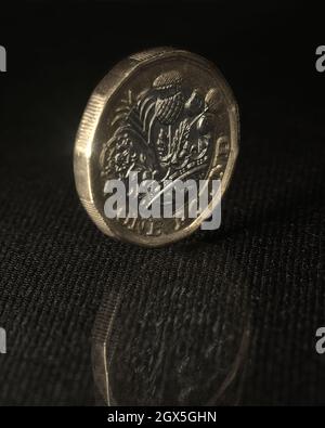 1-Pfund-Münze, britische Währungsbezeichnung Stockfoto
