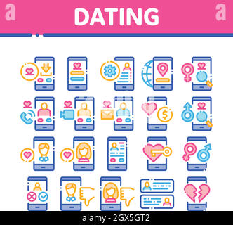 Dating-App Sammlung Elemente Icons Set Vector Stock Vektor