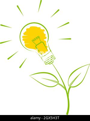Grüne Energie Symbol, Pflanze mit Glühbirne Vektor-Illustration Stock Vektor