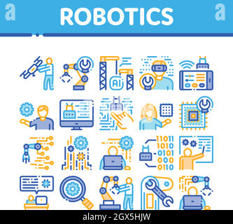 Robotics Master Collection Icons Set Vector Stock Vektor