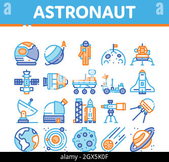 Astronauten Ausrüstung Sammlung Icons Set Vector Stock Vektor