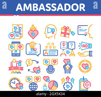 Botschafter Creative Collection Icons Set Vector Stock Vektor