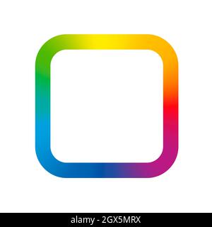 Abgerundetes Quadrat, rainbow gradient farbigen Eichhörnchen, farbige App-Symbol, bunten Rahmen mit runden Ecken - Symbol-Illustration auf weißem Hintergrund. Stockfoto