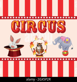 Circus, Spaß fair, Vergnügungspark Themenvorlage Stock Vektor