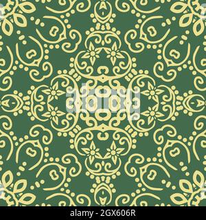 Florales Nahtloses Muster mit Mandala.Ethnisches Fliesenornament. Geometrisches Druckmuster. Vintage wiederholte Hintergrundtextur.Keramik Kacheln Textur. Stock Vektor