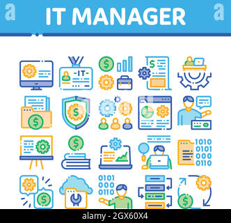 Die Symbole Der It Manager Developer Collection Setzen Den Vektor Stock Vektor