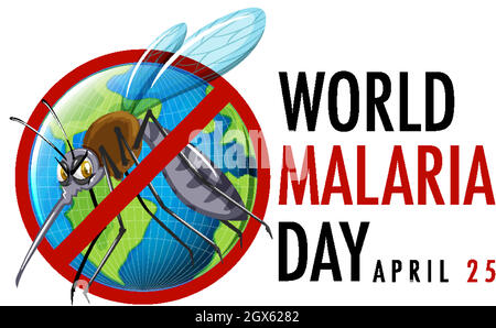 World Malaria Day Logo oder Banner mit Moskitoschild Stock Vektor