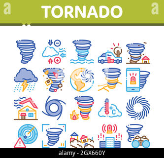 Die Symbole Für Tornado Und Hurricane Collection Setzen Den Vektor Stock Vektor