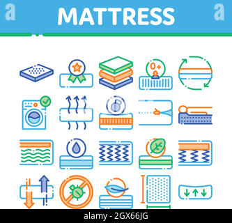 Matratze orthopädische Sammlung Icons Set Vector Stock Vektor