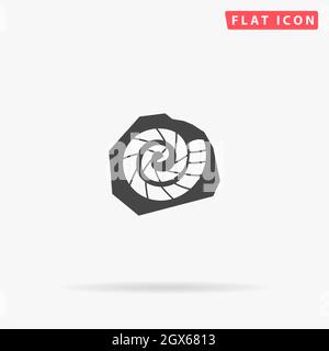 Fossile Schale aus Ammonit flache Vektor-Ikone. Handgezeichnete Design-Illustrationen. Stock Vektor