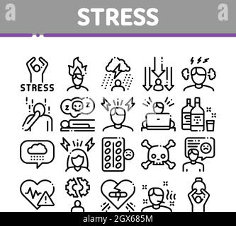 Symbole Für Stress Und Depression Collection Setzen Den Vektor Stock Vektor