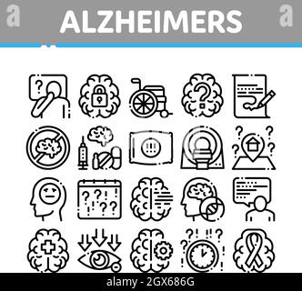 Alzheimers Krankheit Sammlung Icons Set Vector Stock Vektor