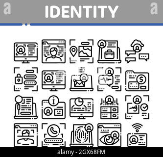 Digital Identity User Collection Icons Set Vector Stock Vektor