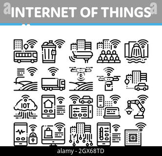 Symbole Für Sammlung Internet Der Dinge Setzen Vektor Stock Vektor