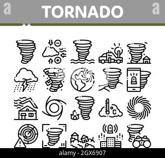 Die Symbole Für Tornado Und Hurricane Collection Setzen Den Vektor Stock Vektor