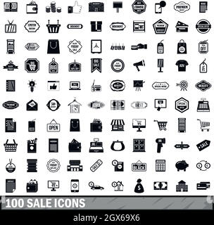 100 Verkauf Icons Set, einfachen Stil Stock Vektor