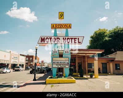 Arizona Motor Hotel Vintage-Schild an der Route 66, in Williams, Arizona Stockfoto
