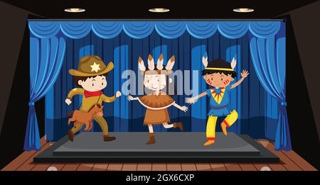 Kinder auf der Bühne Stock Vektor