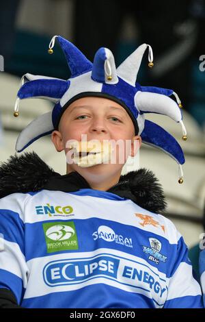 Featherstone, England - 2. Oktober 2021 - Halifax Panthers Fans vor der Rugby League Betfred Championship, Halbfinale-Play-off, Featherstone Rovers vs Halifax Panthers im Millennium Stadium, Featherstone, UK Dean Williams Stockfoto