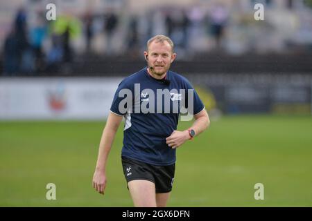Featherstone, England - 2. Oktober 2021 - Schiedsrichter Rob Hicks vor der Rugby League Betfred Championship, Halbfinale-Play-off, Featherstone Rovers vs Halifax Panthers im Millennium Stadium, Featherstone, UK Dean Williams Stockfoto