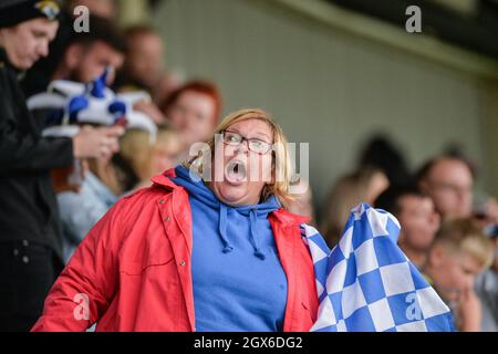 Featherstone, England - 2. Oktober 2021 - Halifax Panthers Fans vor der Rugby League Betfred Championship, Halbfinale-Play-off, Featherstone Rovers vs Halifax Panthers im Millennium Stadium, Featherstone, UK Dean Williams Stockfoto