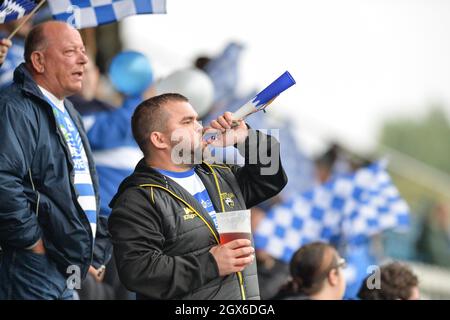 Featherstone, England - 2. Oktober 2021 - Halifax Panthers Fans vor der Rugby League Betfred Championship, Halbfinale-Play-off, Featherstone Rovers vs Halifax Panthers im Millennium Stadium, Featherstone, UK Dean Williams Stockfoto