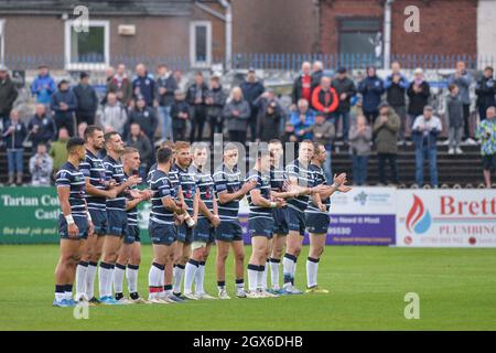 Featherstone, England - 2. Oktober 2021 - Featherstone rovers Players before the Rugby League Betfred Championship, Semi Final Play-off, Featherstone Rovers vs Halifax Panthers at the Millennium Stadium, Featherstone, UK Dean Williams Stockfoto