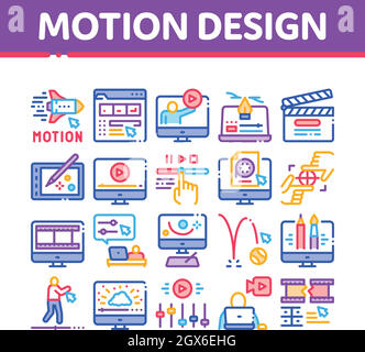 Motion Design Studio Collection Icons Set Vector Stock Vektor