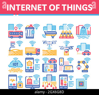 Symbole Für Sammlung Internet Der Dinge Setzen Vektor Stock Vektor