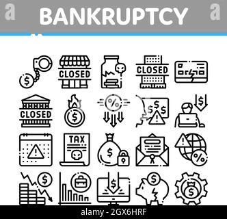 Konkurs Business Collection Symbole Set Vektor Stock Vektor