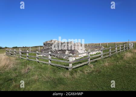 St Non's Chapel, National Park Coast Path near Caerfai, St Davids, Pembrokeshire, Wales, Vereinigtes Königreich, Großbritannien, Europa Stockfoto