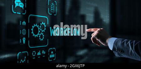 Workflow Repeatability Systematisation Buisness Prozess. Business Technology Internet. Stockfoto