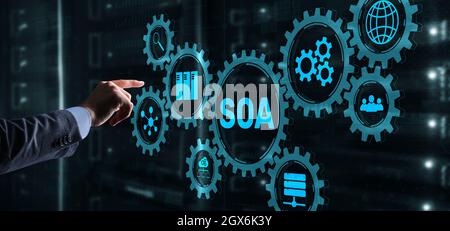 Geschäftsmodell und IT-Konzept für Service SOA. Stockfoto