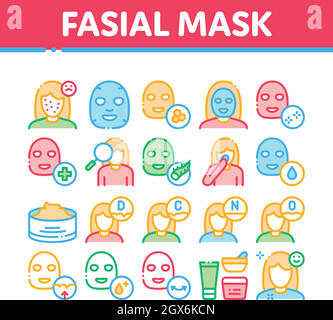Gesichtsmaske Healthcare Sammlung Icons Set Vector Stock Vektor