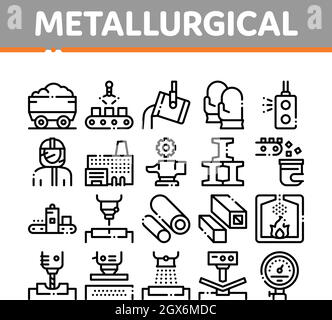 Metallurgische Sammlung Elemente Icons Set Vector Stock Vektor