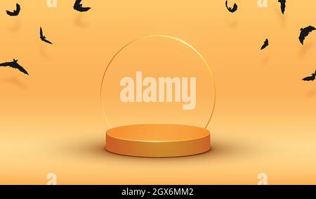 Orange halloween Hintergrund mit Podium. Stock Vektor